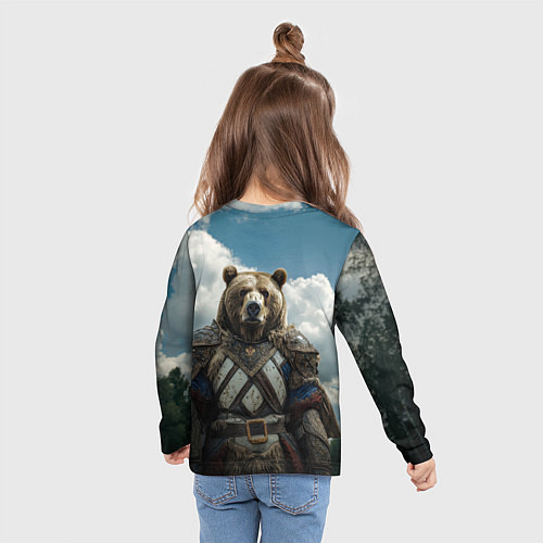 Детский лонгслив Русский медведь воин / 3D-принт – фото 6