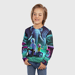 Лонгслив детский Рик и Морти - портрет на фоне слона, цвет: 3D-принт — фото 2