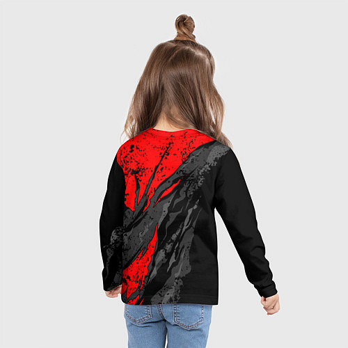 Детский лонгслив Assassins creed: shadows - белый логотип / 3D-принт – фото 6