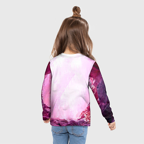 Детский лонгслив Волк в розовом / 3D-принт – фото 6