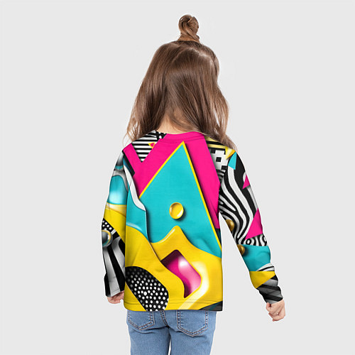 Детский лонгслив Праздничная абстракция / 3D-принт – фото 6