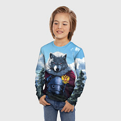 Лонгслив детский Волк русский защитник, цвет: 3D-принт — фото 2