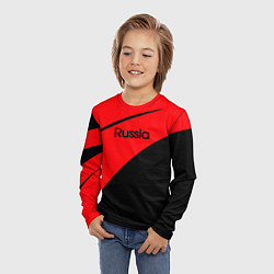 Лонгслив детский Russia красно-чёрный, цвет: 3D-принт — фото 2