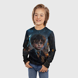 Лонгслив детский Гарри Поттер и замки на фоне, цвет: 3D-принт — фото 2