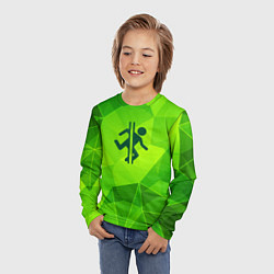 Лонгслив детский Portal green poly, цвет: 3D-принт — фото 2