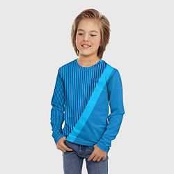 Лонгслив детский Сине-голубой с широкой полосой, цвет: 3D-принт — фото 2