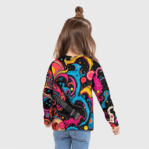 Детский лонгслив Psychedelic abstract guitar / 3D-принт – фото 6