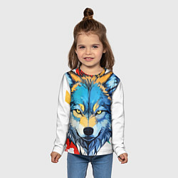 Лонгслив детский Волк яркий арт, цвет: 3D-принт — фото 2