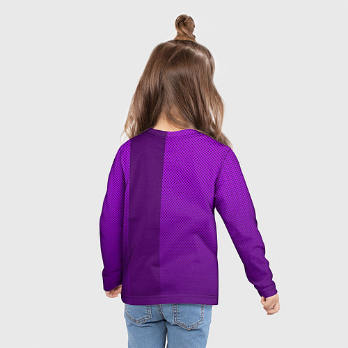 Детский лонгслив Sport крупными фиолетовый с полосой / 3D-принт – фото 6