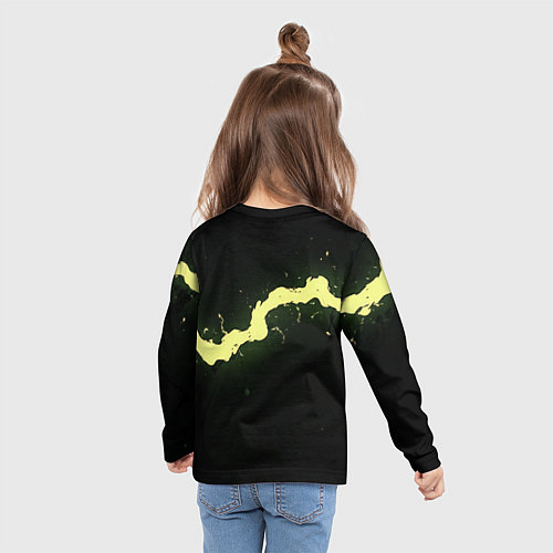 Детский лонгслив Желтая трещина на черном / 3D-принт – фото 6