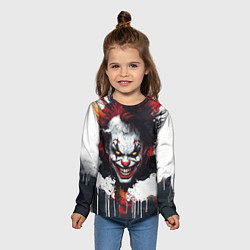 Лонгслив детский Голова Джокера бело-черный стиль, цвет: 3D-принт — фото 2