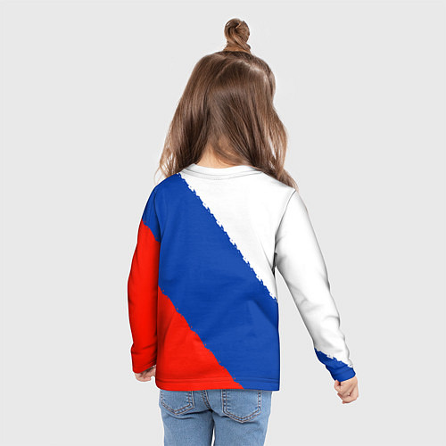 Детский лонгслив Россия герб и триколор / 3D-принт – фото 6