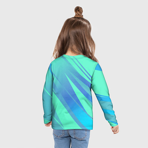 Детский лонгслив Нежный голубой с полосами градиент / 3D-принт – фото 6