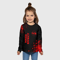 Лонгслив детский Mass Effect - red gradient вертикально, цвет: 3D-принт — фото 2