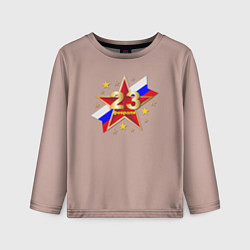 Лонгслив детский Звезда на фоне флага России, цвет: 3D-принт