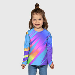 Лонгслив детский Нежный голубой с розовыми полосами, цвет: 3D-принт — фото 2