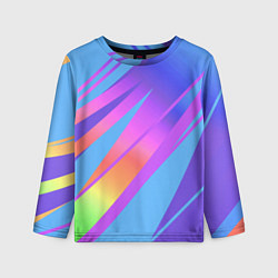 Лонгслив детский Нежный голубой с розовыми полосами, цвет: 3D-принт