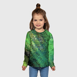 Лонгслив детский Чёрно-зелёный абстракция, цвет: 3D-принт — фото 2