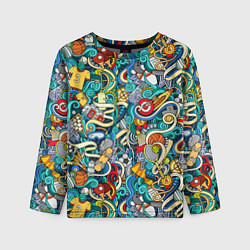 Лонгслив детский Спортивный инвентарь коллаж, цвет: 3D-принт