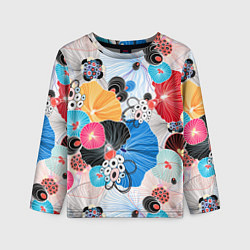 Лонгслив детский Цветы - абстрактные узоры, цвет: 3D-принт