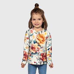 Лонгслив детский Паттерн с переплетением цветов, цвет: 3D-принт — фото 2