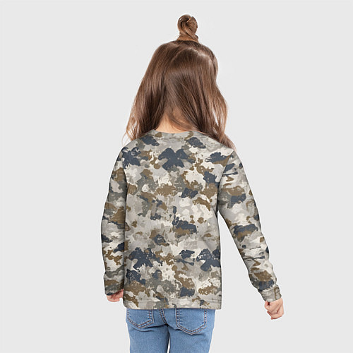 Детский лонгслив Светлый камуфляж / 3D-принт – фото 6