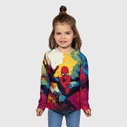 Лонгслив детский Человек паук висит на паутине, цвет: 3D-принт — фото 2