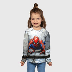 Лонгслив детский Человек-паук палзет на стене, цвет: 3D-принт — фото 2