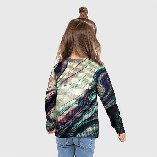 Детский лонгслив Абстракция тёмные краски с текстурой / 3D-принт – фото 6