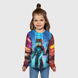 Лонгслив детский Minecraft - ai art neon glow, цвет: 3D-принт — фото 2