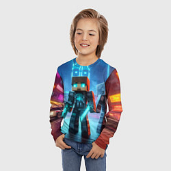 Лонгслив детский Minecraft - ai art neon glow, цвет: 3D-принт — фото 2