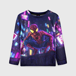Лонгслив детский Человек паук с желтыми глазами, цвет: 3D-принт