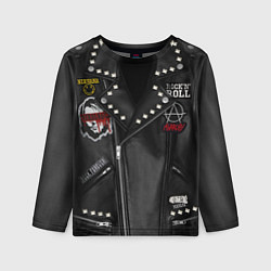 Лонгслив детский Косуха рокерская с нашивками Nirvana, цвет: 3D-принт