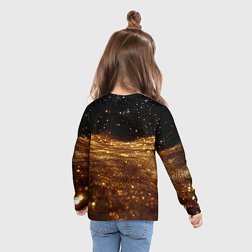 Детский лонгслив Золотистые крупицы на черном / 3D-принт – фото 6