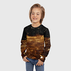 Лонгслив детский Золотистые крупицы на черном, цвет: 3D-принт — фото 2