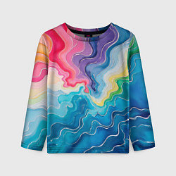 Лонгслив детский Абстрактные волны в мраморном стиле, цвет: 3D-принт