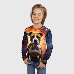 Лонгслив детский Американский стаффордширский терьер в космосе, цвет: 3D-принт — фото 2