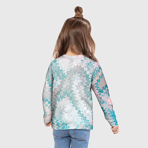 Детский лонгслив Серо-бирюзовый абстрактный / 3D-принт – фото 6