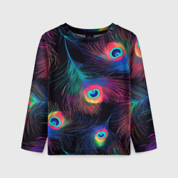 Лонгслив детский Павлиньи перья - разные оттенки, цвет: 3D-принт