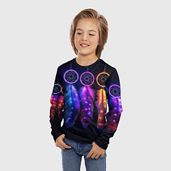 Лонгслив детский Ловцы снов - свечение перьев, цвет: 3D-принт — фото 2