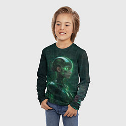 Лонгслив детский Девушка-андроид в зелёных тонах, цвет: 3D-принт — фото 2
