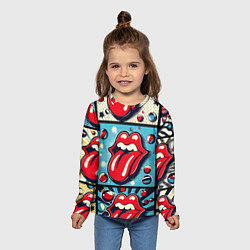 Лонгслив детский Rolling Stones logo - pop art, цвет: 3D-принт — фото 2