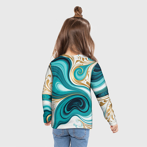 Детский лонгслив Бирюза и золото / 3D-принт – фото 6