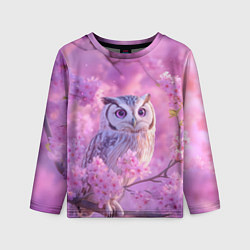 Лонгслив детский Сова в весенних цветах, цвет: 3D-принт