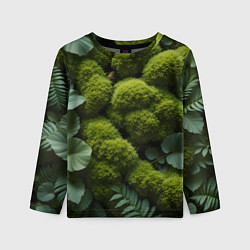 Лонгслив детский Зеленый мох и листья, цвет: 3D-принт