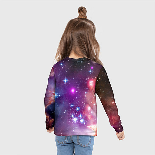 Детский лонгслив Космонавт капибара в неоновом космосе / 3D-принт – фото 6