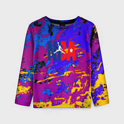 Лонгслив детский NBA краски неон, цвет: 3D-принт