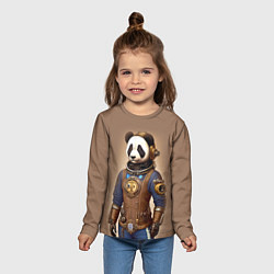Лонгслив детский Крутой панда в стиле стимпанк, цвет: 3D-принт — фото 2