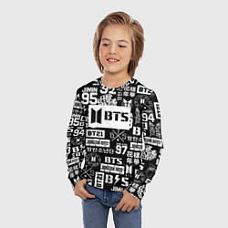 Лонгслив детский Bangtan Boys pattern black, цвет: 3D-принт — фото 2