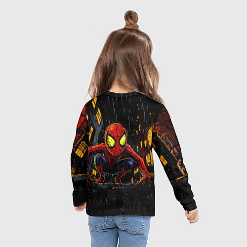 Детский лонгслив Маленький человек-паук с желтыми глазами / 3D-принт – фото 6